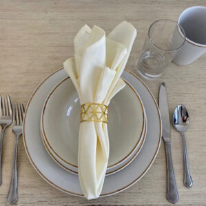 Classic White & Gold Rim Dining Set Rental